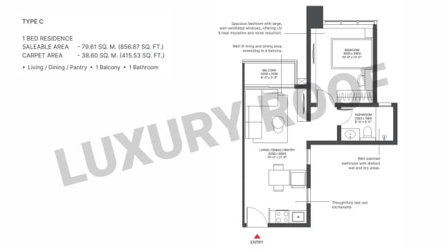1 BHK Floor Plan