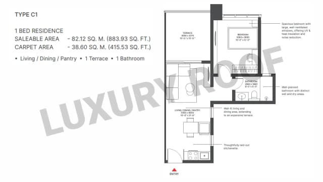 1 BHK Floor Plan