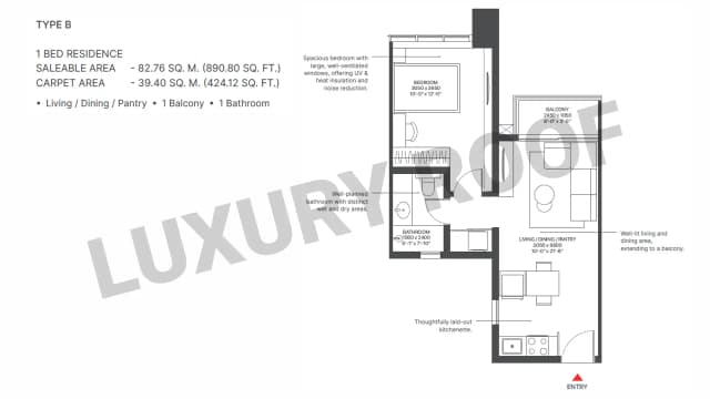 1 BHK Floor Plan