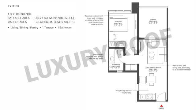 1 BHK Floor Plan