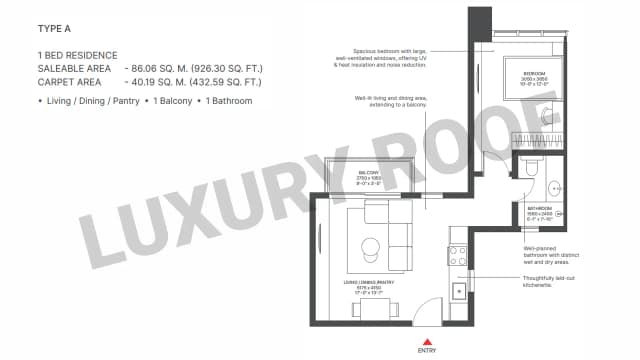 1 BHK Floor Plan