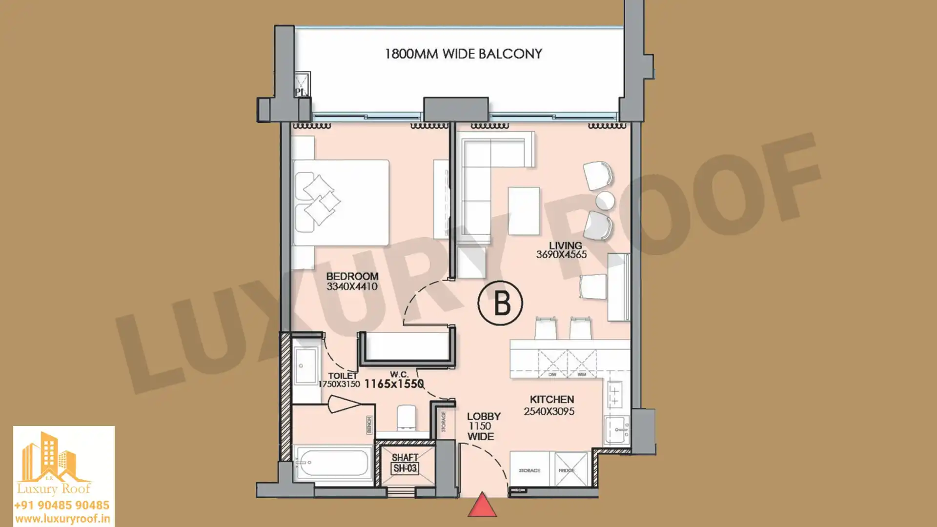 1 BHK Floor Plan