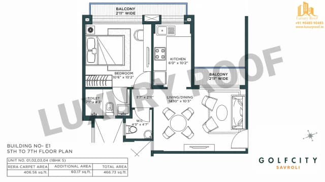 1 BHK Floor Plan