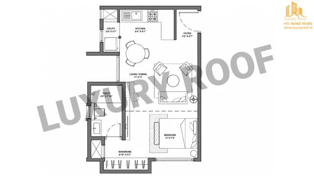 1 BHK Floor Plan