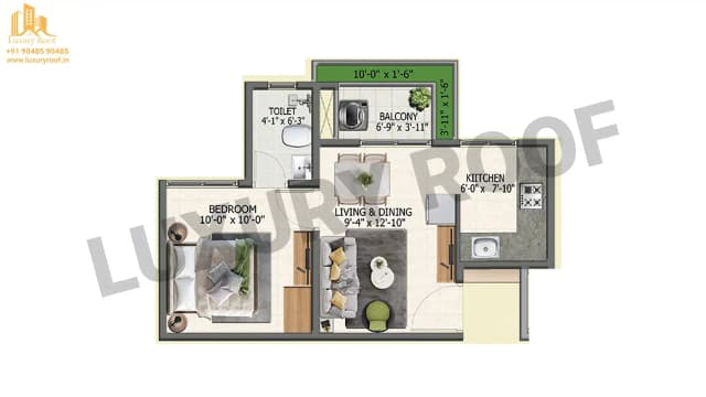 1 BHK Floor Plan
