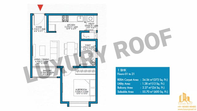 1 BHK Floor Plan