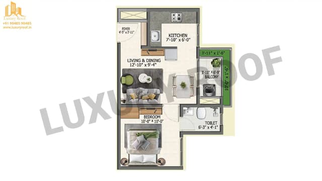 1 BHK Floor Plan