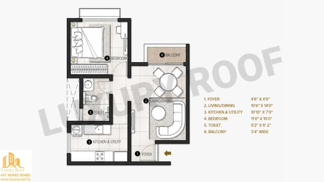 1 BHK Floor Plan