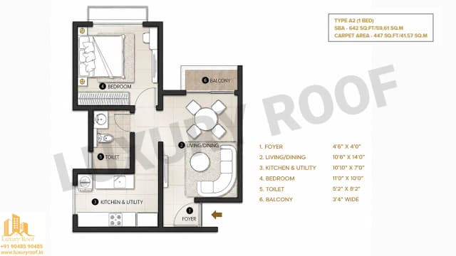 1 BHK Floor Plan