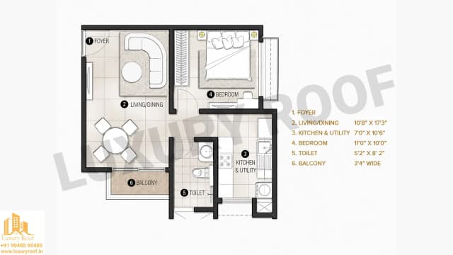 1 BHK Floor Plan