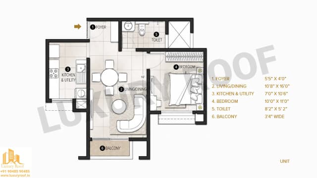 1 BHK Floor Plan