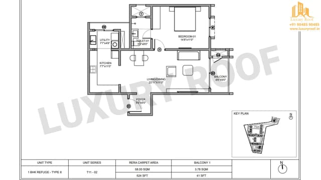 1 BHK Floor Plan