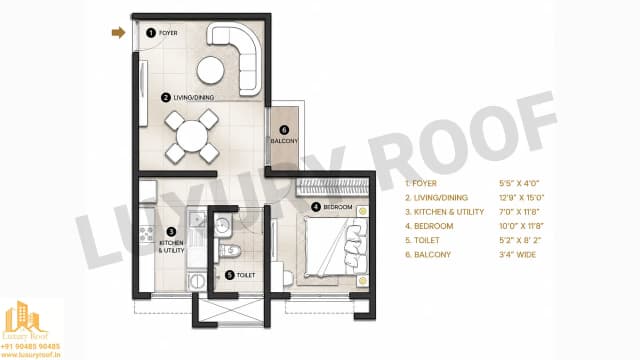 1 BHK Floor Plan