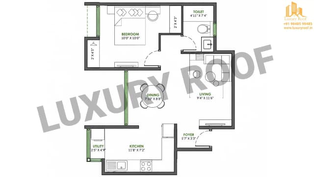 1 BHK Floor Plan