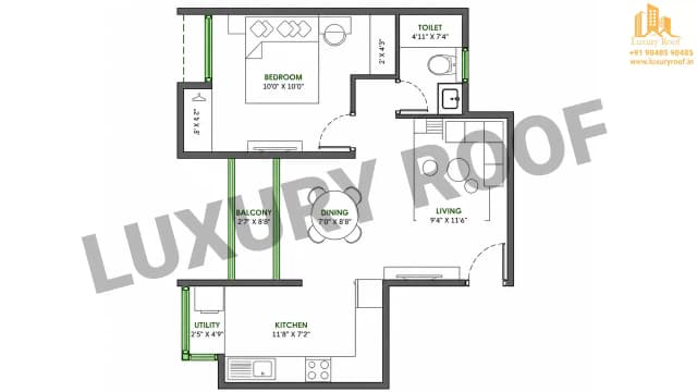 1 BHK Floor Plan