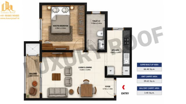 1 BHK Floor Plan