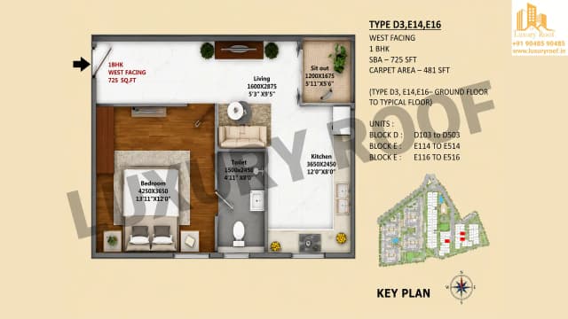 1 BHK Floor Plan