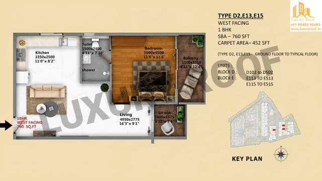1 BHK Floor Plan