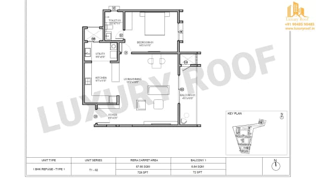 1 BHK Floor Plan