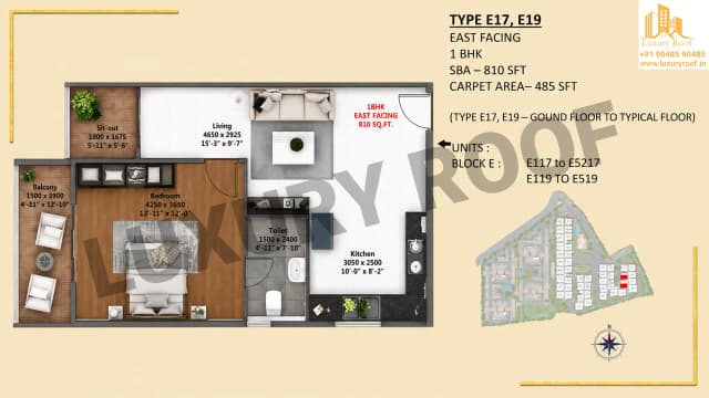 1 BHK Floor Plan