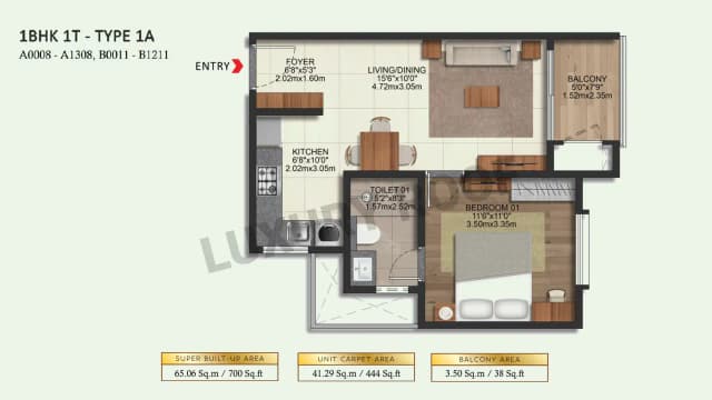 1 BHK Floor Plan