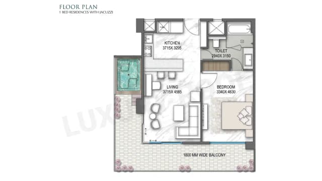1 BHK Floor Plan