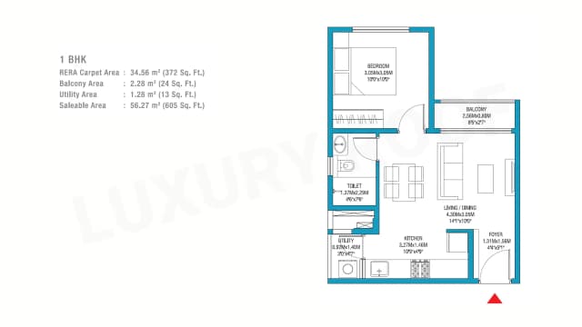1 BHK Floor Plan