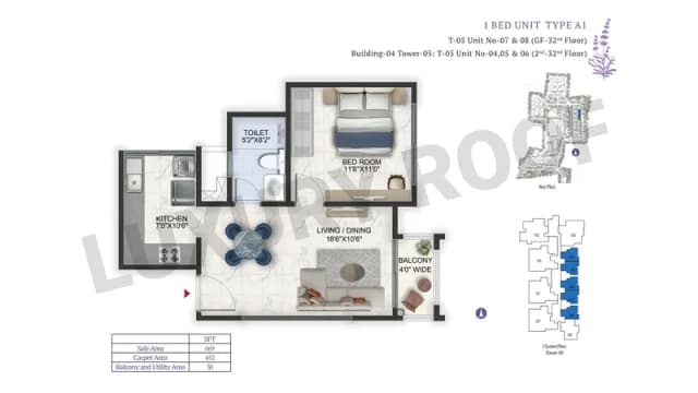 1 BHK(669 sq.ft.) Floor Plan