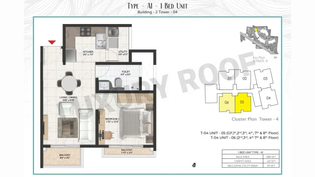 1 BHK(686 sq.ft.) Floor Plan