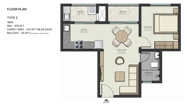 1 BHK Floor Plan
