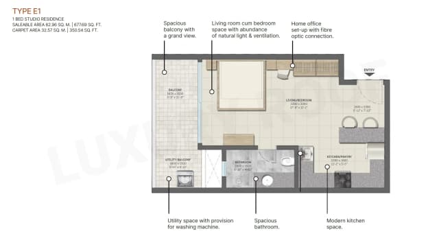 1 BHK  Floor Plan