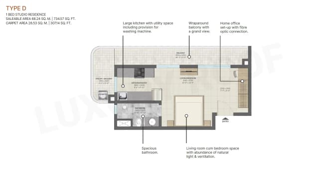 1 BHK Floor Plan