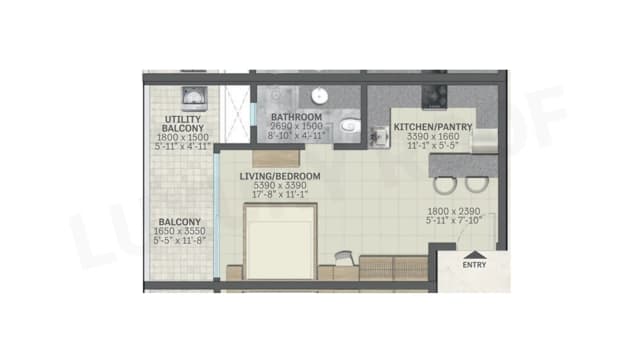 1 BHK Floor Plan