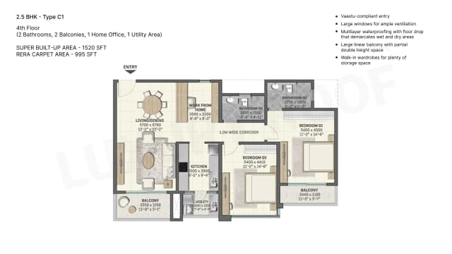 2.5 BHK Floor Plan