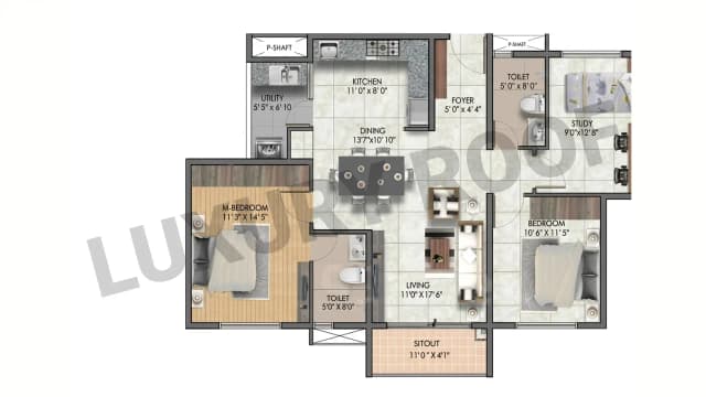 2 BHK Floor Plan