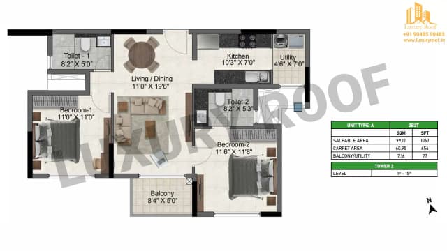 2 BHK Floor Plan