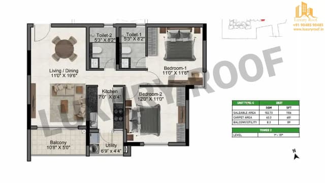 2 BHK Floor Plan