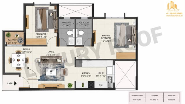2 BHK Floor Plan