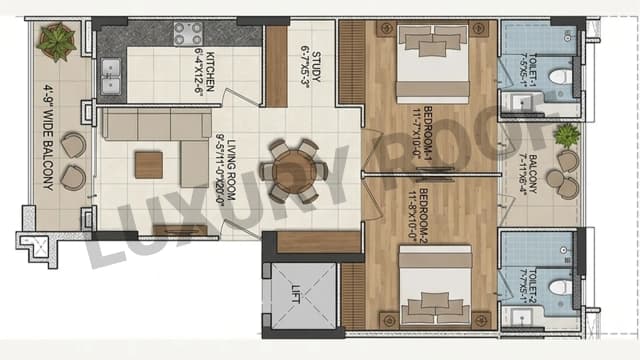 2 BHK Floor Plan