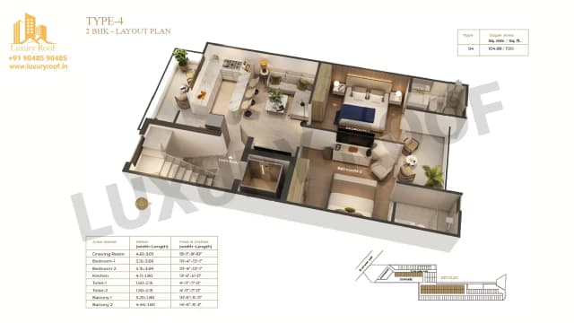 2 BHK Floor Plan