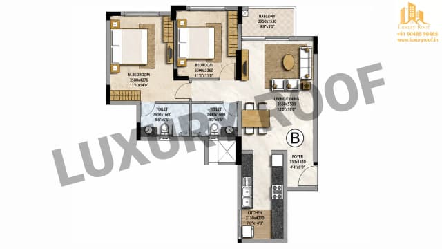 2 BHK Floor Plan