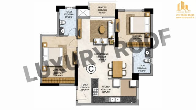 2 BHK Floor Plan