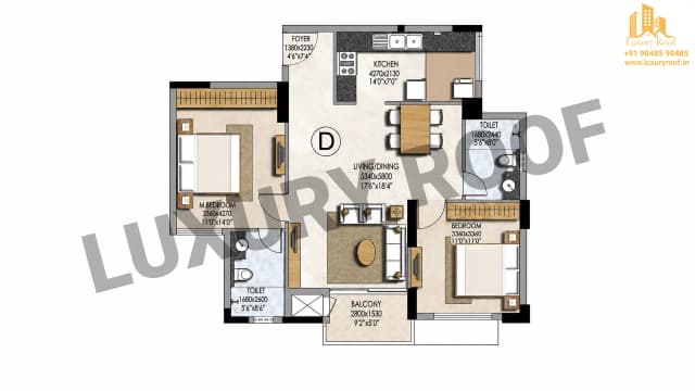 2 BHK Floor Plan