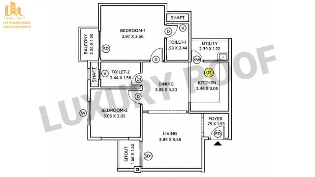 2 BHK Floor Plan