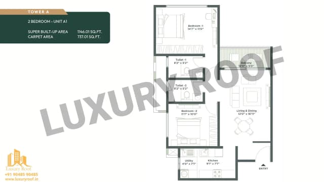 2 BHK Floor Plan