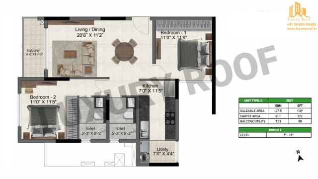 2 BHK Floor Plan