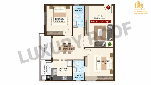 2 BHK Floor Plan