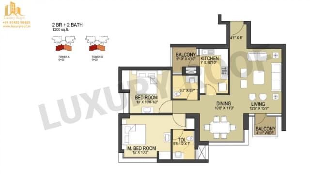 2 BHK Floor Plan
