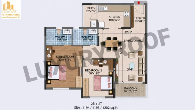 2 BHK Floor Plan