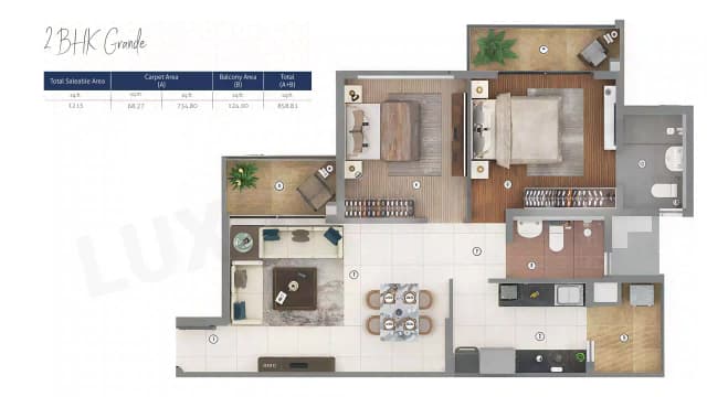 2 BHK Floor Plan